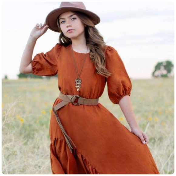 Joyfolie Boho Peasant Prairie Cottagecore Cowgirl Gabriella Dress Terracotta | 7 - Picture 2 of 16